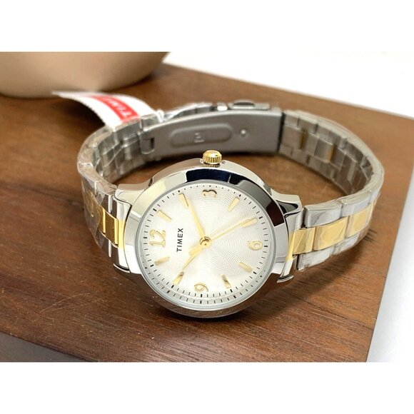 Timex Women's Watch TW2V35900 Quartz Silver Dial Two Tone Stainless Steel 32mm - Picture 8 of 14